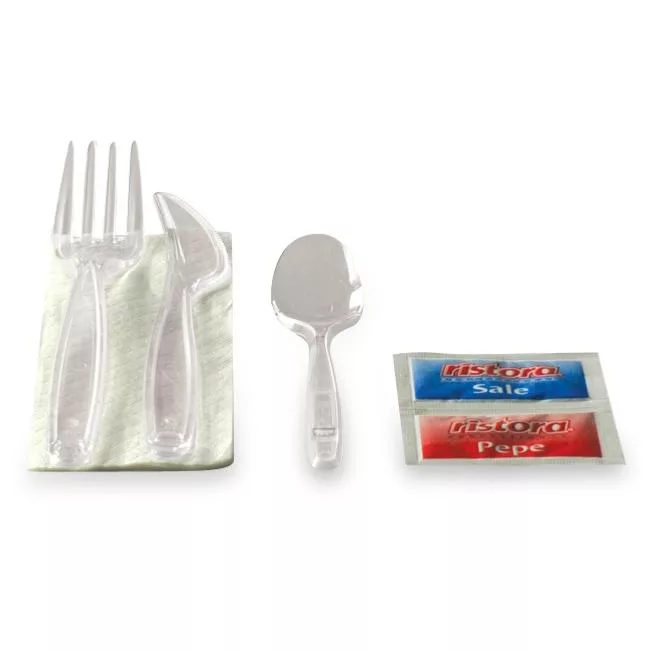 250 kits de talheres de plástico reutilizáveis facas + garfos + guardanapos +