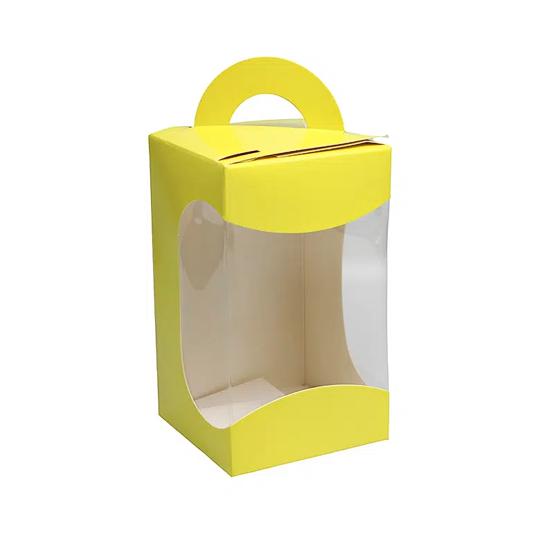 25 boîtes à oeuf carton jaune à fenêtre 90 x 90 x 160 mm N°6