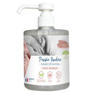 Bottle of cleansing soap for sensitive skin, pump 500ml