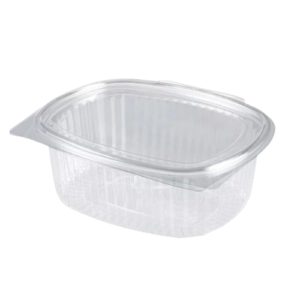 400 RPET 375 ml hinged-lid oval freshness tins