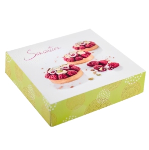 25 Patisserieboxen Sensation aus farbigem Karton 33 x 5 cm