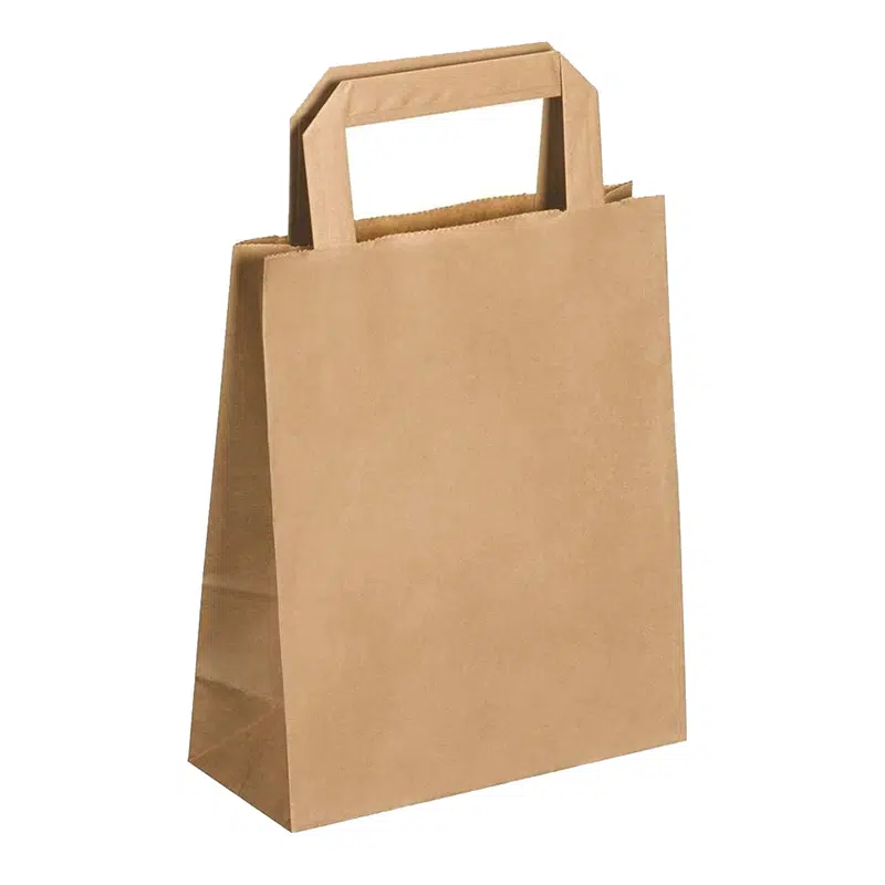 250 brown krafts shopping bags with flat handles 18 x 8 x 22 cm