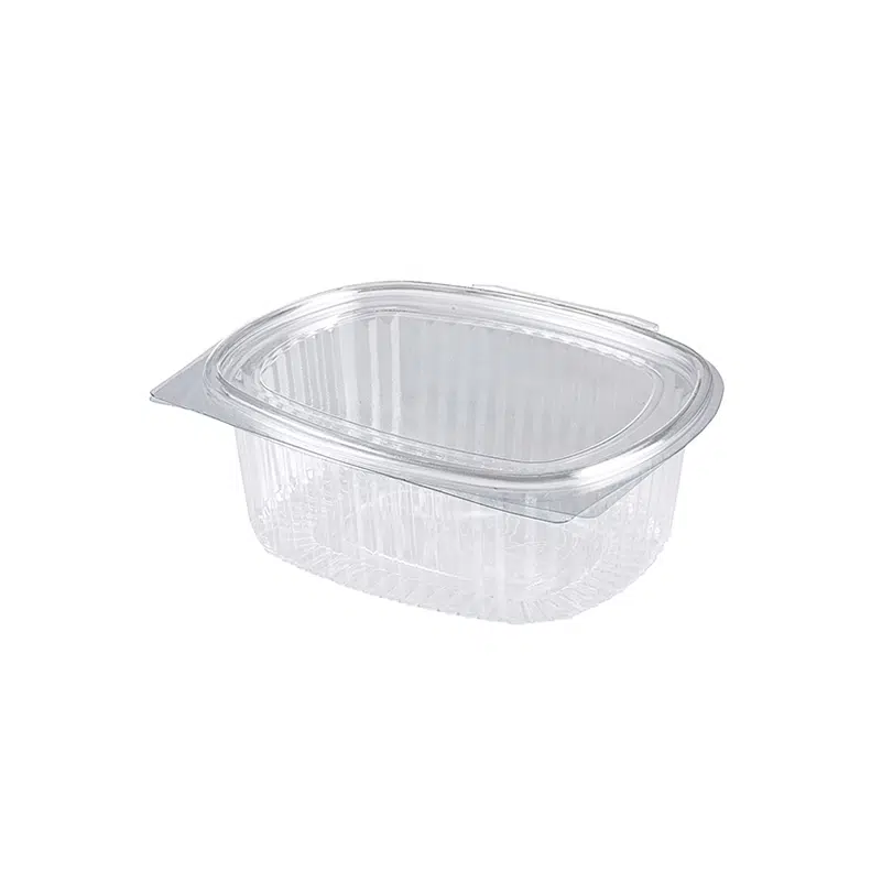 Barquette alimentaire ovale avec couvercle charnière 150 ml par 600