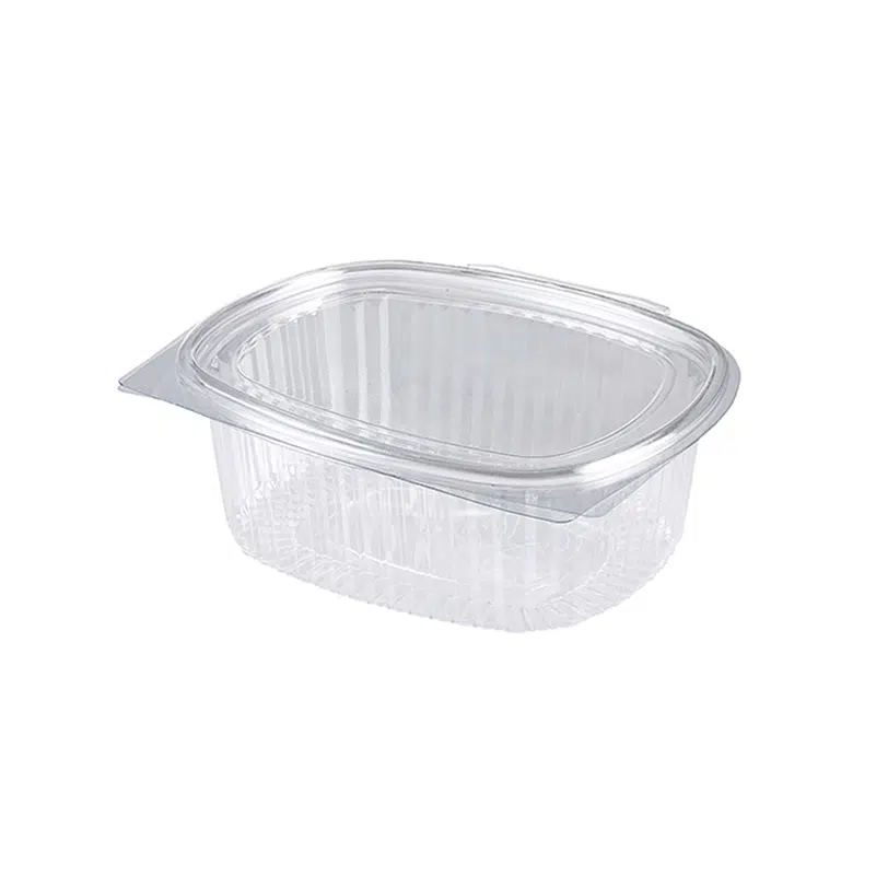 Barquette alimentaire ovale avec couvercle charnière 250 ml par 600