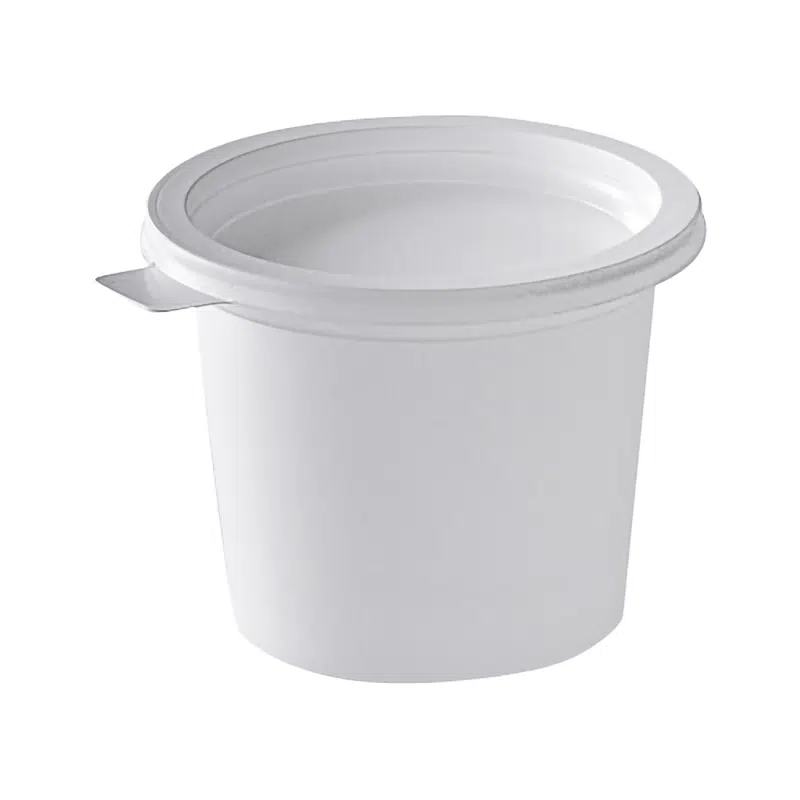 50 disposable white plastic cream jars with 250 ml lids