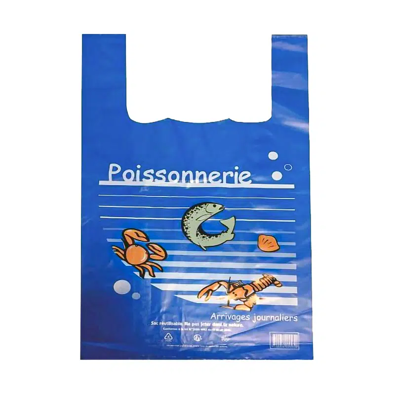 500 “fishmonger” 26 + 12 x 45 cm 50 µ plastic shoulder bags