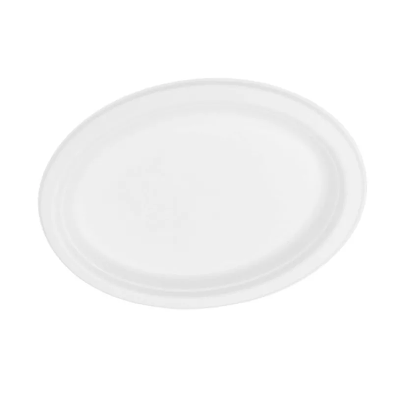 50 platos ovalados biodegradables de 32 cm