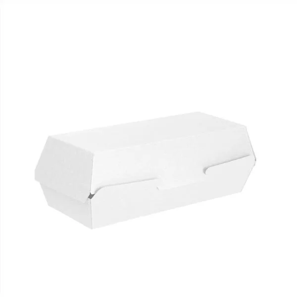 50 Einweg-Hotdog-Boxen aus weißem Karton 23.2 x 9 x 6.3 cm