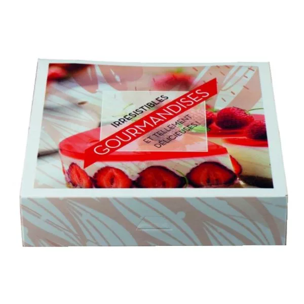 50 Patisserie-Schachteln Delicieux aus farbigem Karton 26 x 5 cm
