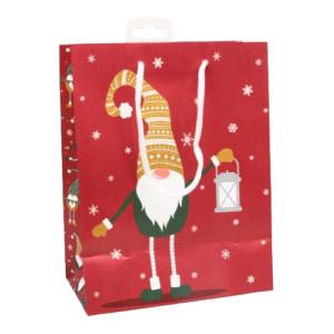 1 Christmas motif bag with cord handles 18 + 10 x 23 cm