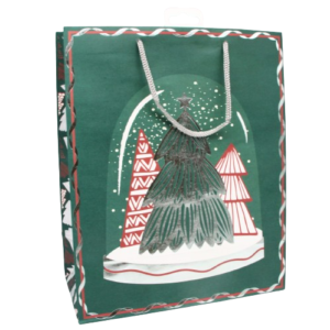 1 Christmas motif bag with cord handles 26 + 13 x 32 cm