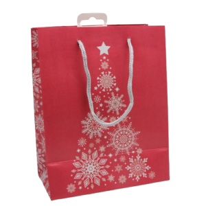 1 Christmas motif bag with cord handles 18 + 10 x 23 cm