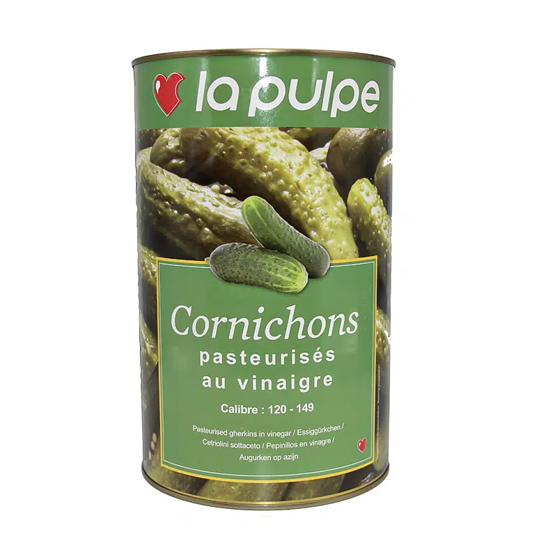 Cornichon pasteurisé au vinaigre calibre 120/149 boite 5/1