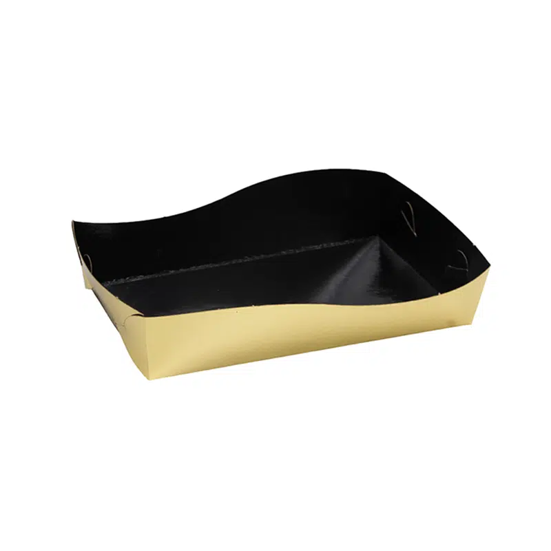 Bandeja petit fours oro/negro 100 x 160 x 35 mm (50 por bandeja)